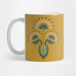 MIMOSA Art Deco Floral in Bold Black Turquoise Light Pink - UnBlink Studio by Jackie Tahara Mug